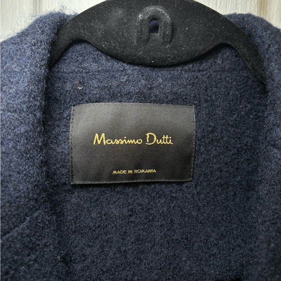 Massimo Dutti - Long Sleeve Women’s Business Casual Office Navy Blue Wool Blazer - Picture 3 of 11